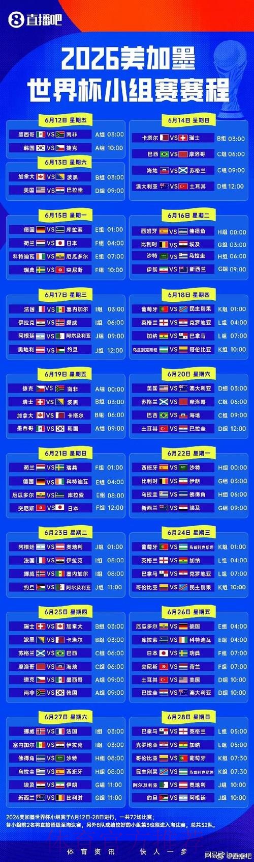 2026世界杯小组赛赛程高清版高清直播官网入口